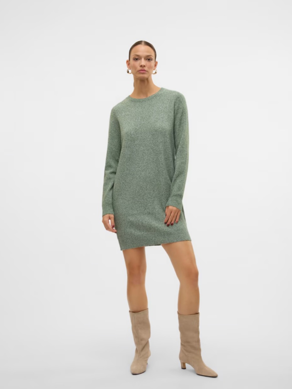 Vero Moda Miller knitted dress - Heather Green - sz L Baltic Born